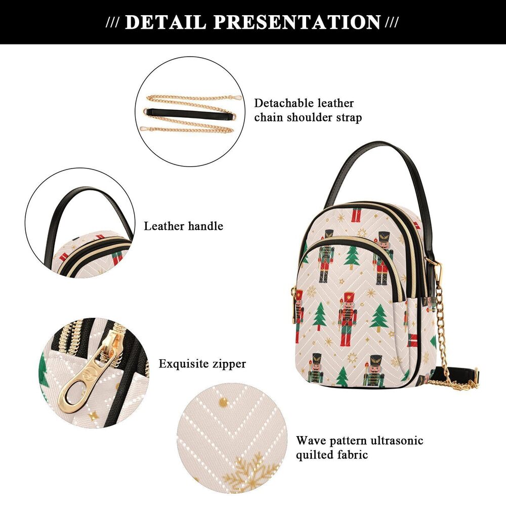 3790 Christmas Cell Phone Purse Nutcrackers Soldier Golden Snowflake View 6